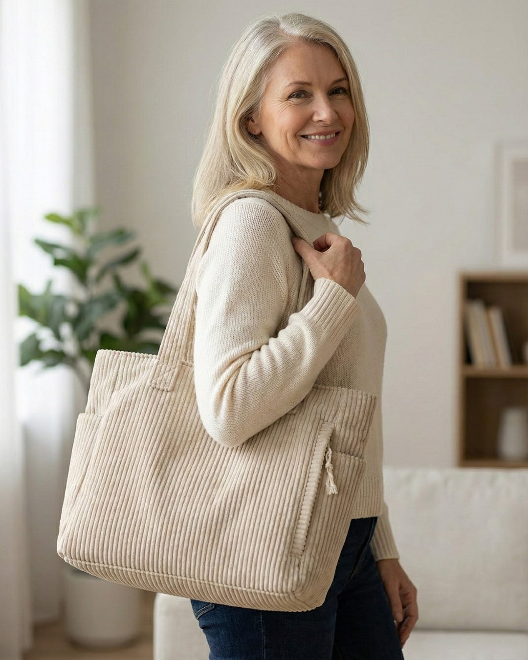 Soft Ribbed Tote Bag