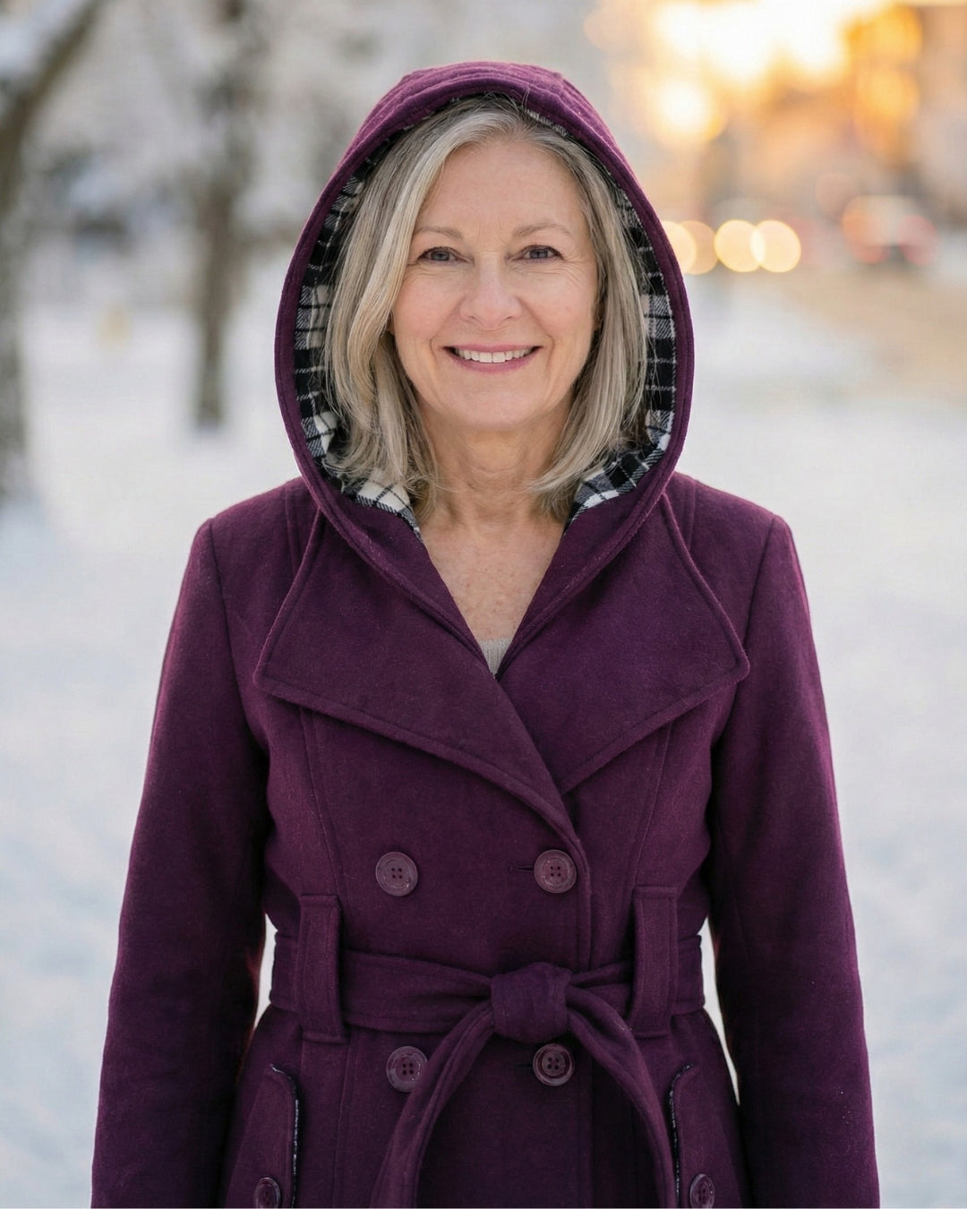 Plaid Collar Wool Coat