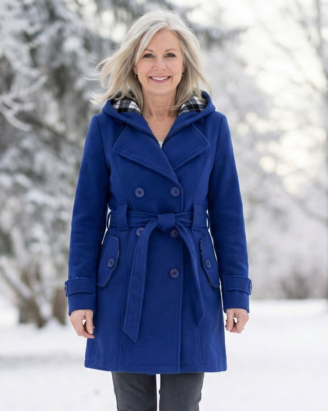 Plaid Collar Wool Coat