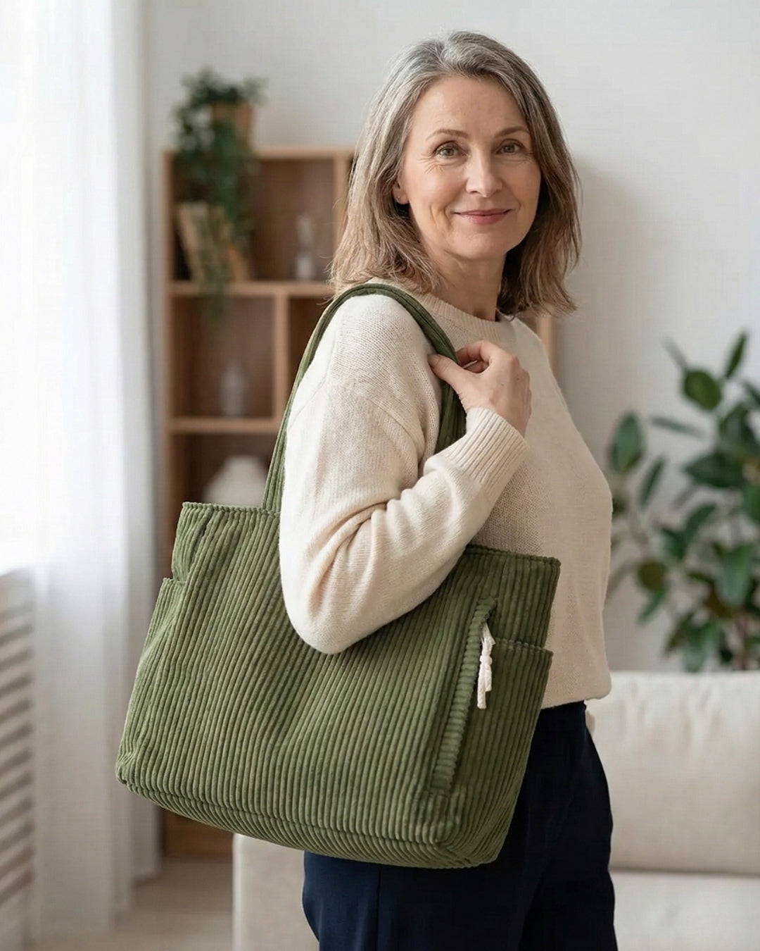 Soft Ribbed Tote Bag