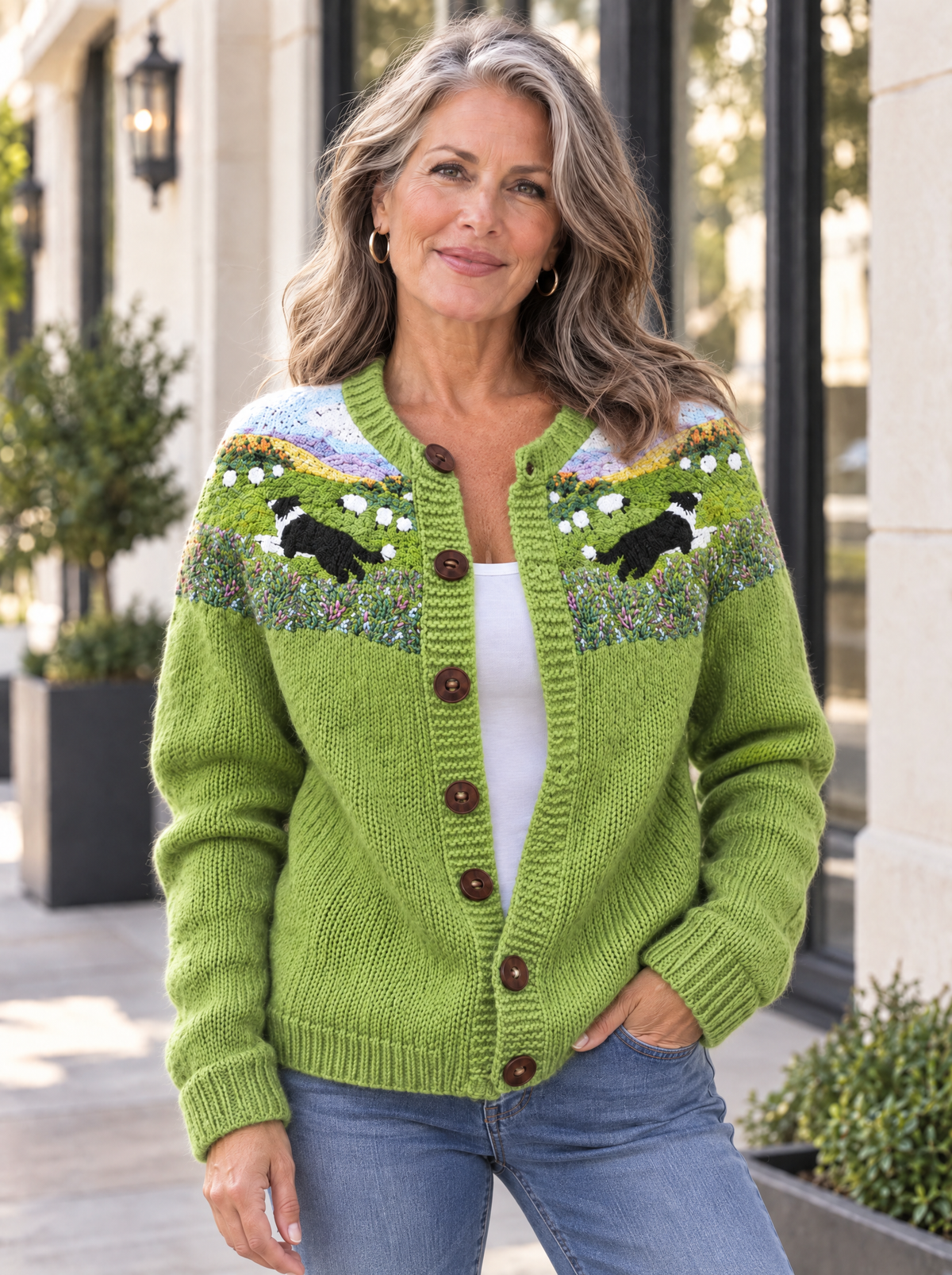 Botanical Knit Cardigan | Countryside Green
