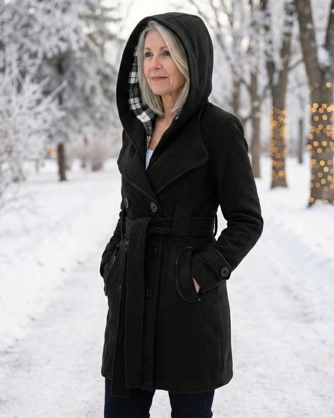 Plaid Collar Wool Coat