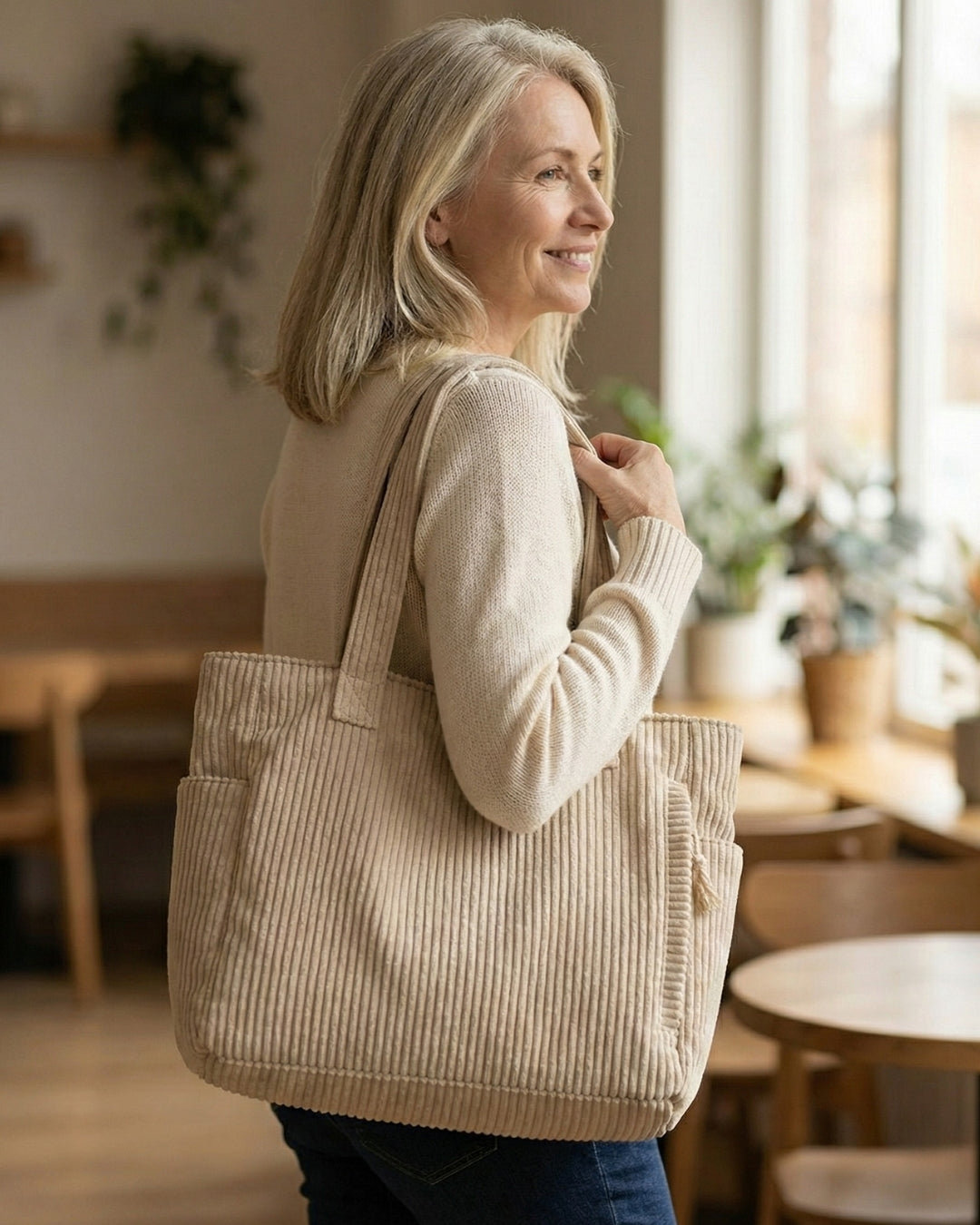 Soft Ribbed Tote Bag