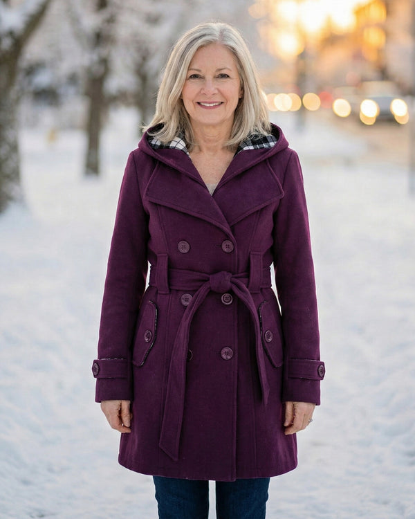 Plaid Collar Wool Coat