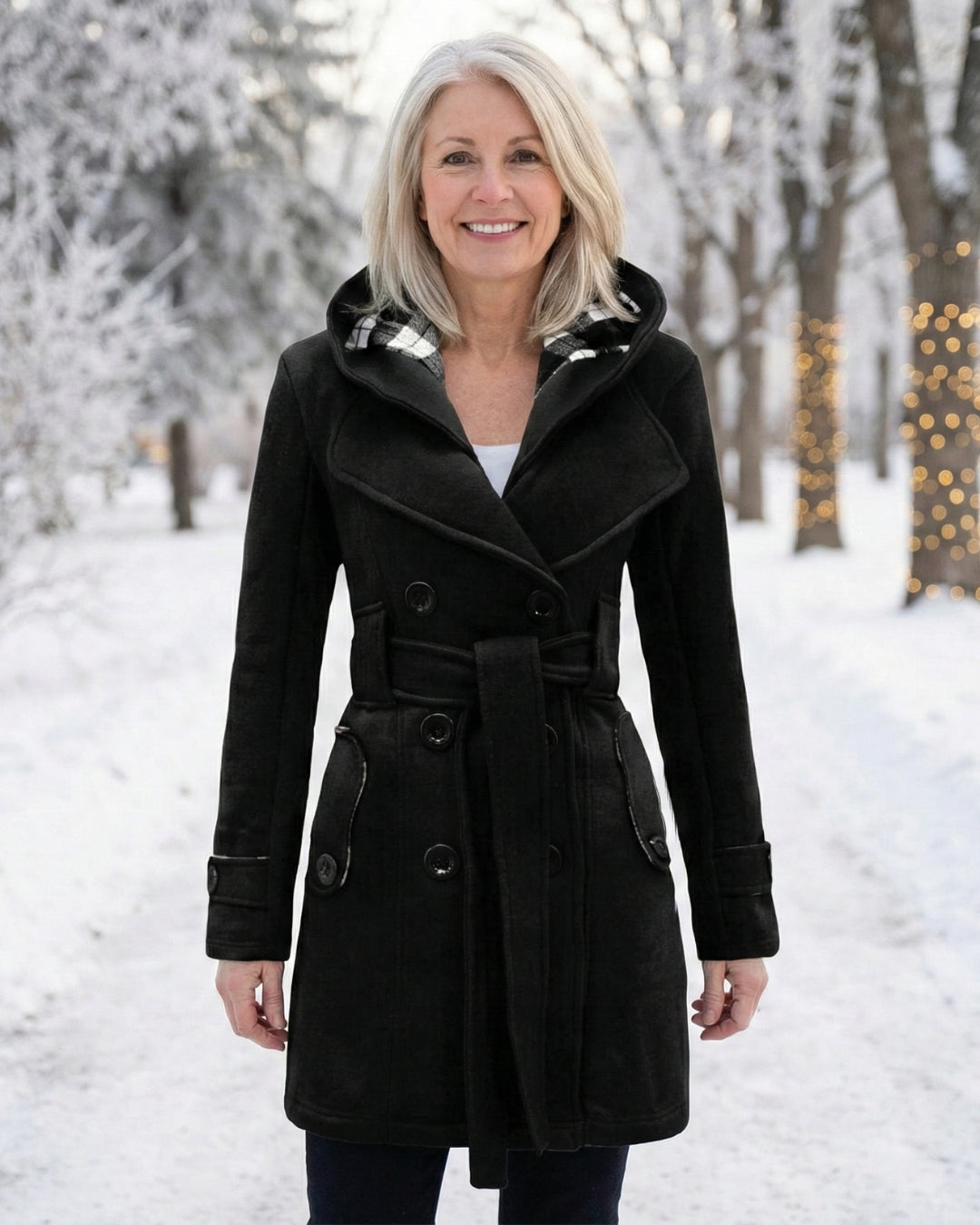 Plaid Collar Wool Coat