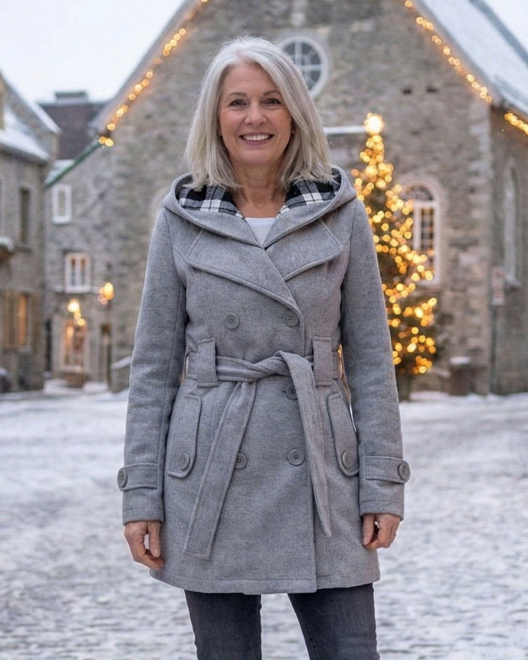 Plaid Collar Wool Coat