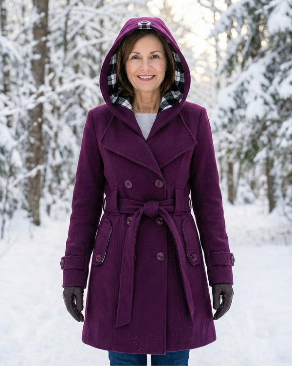 Plaid Collar Wool Coat