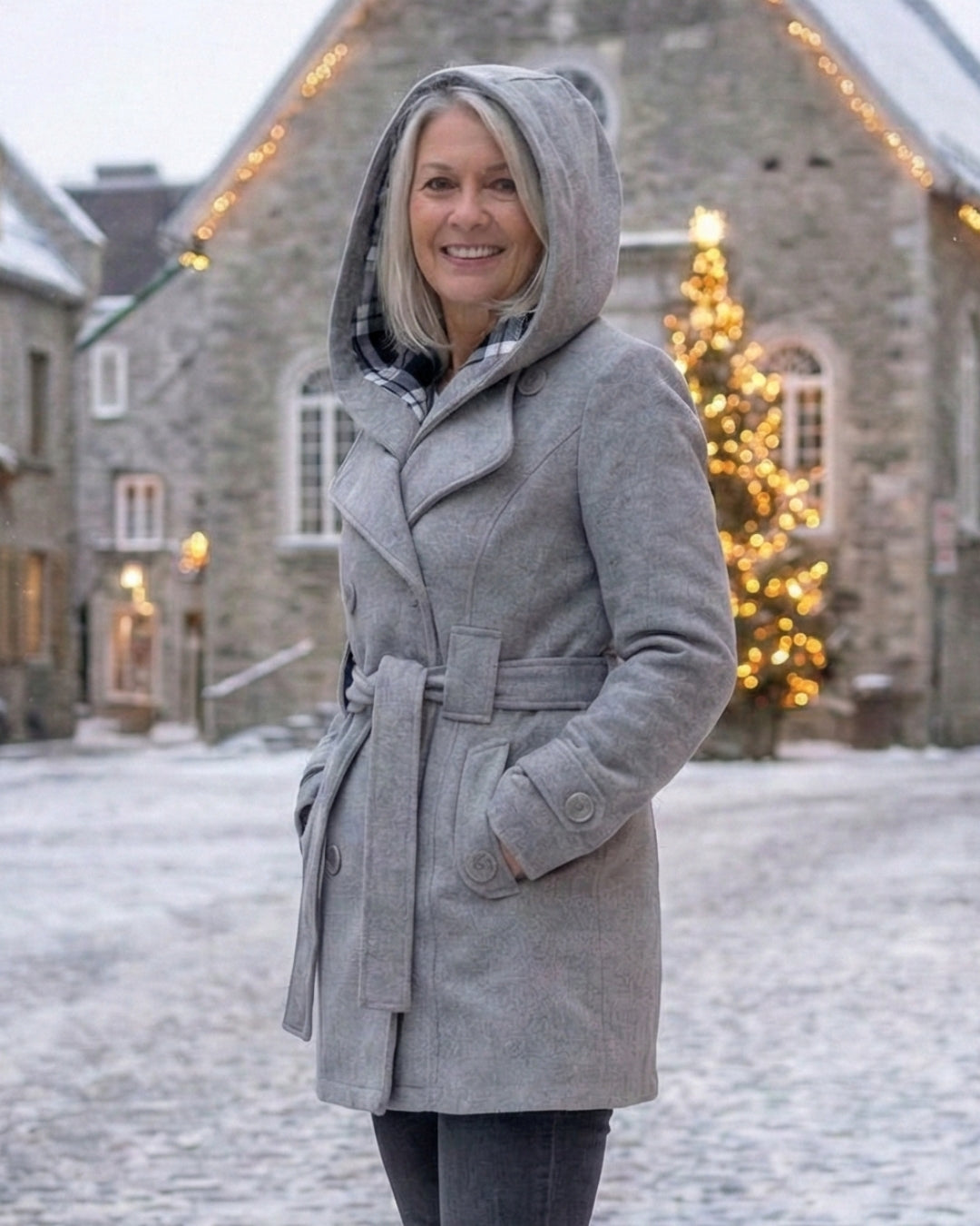 Plaid Collar Wool Coat