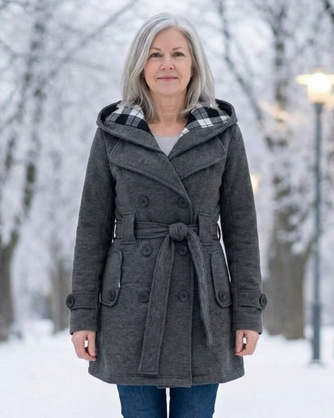 Plaid Collar Wool Coat