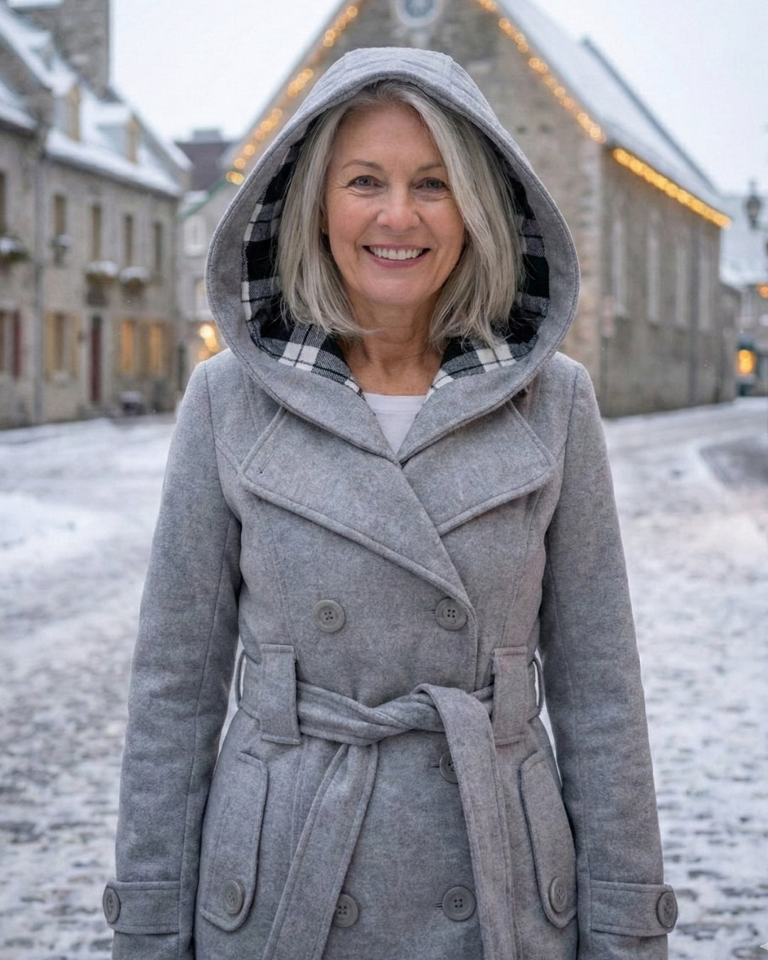 Plaid Collar Wool Coat