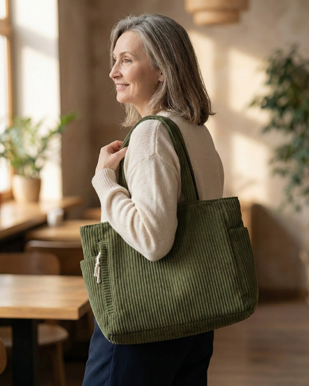 Soft Ribbed Tote Bag