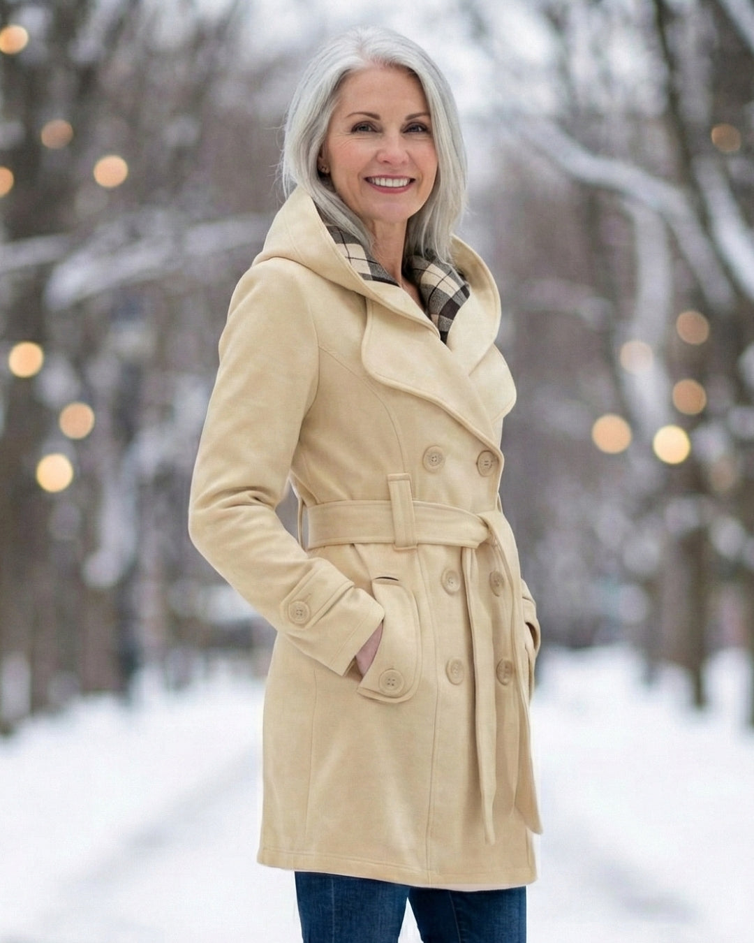 Plaid Collar Wool Coat