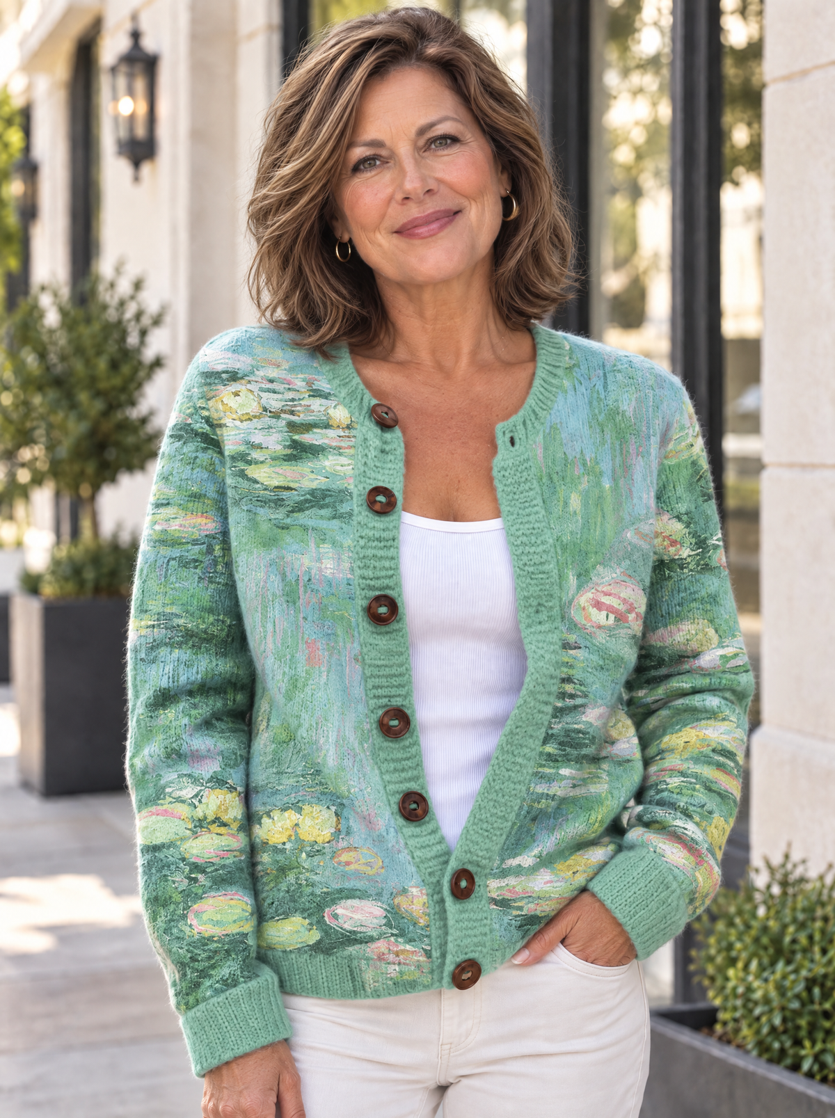 Botanical Knit Cardigan | Water Garden