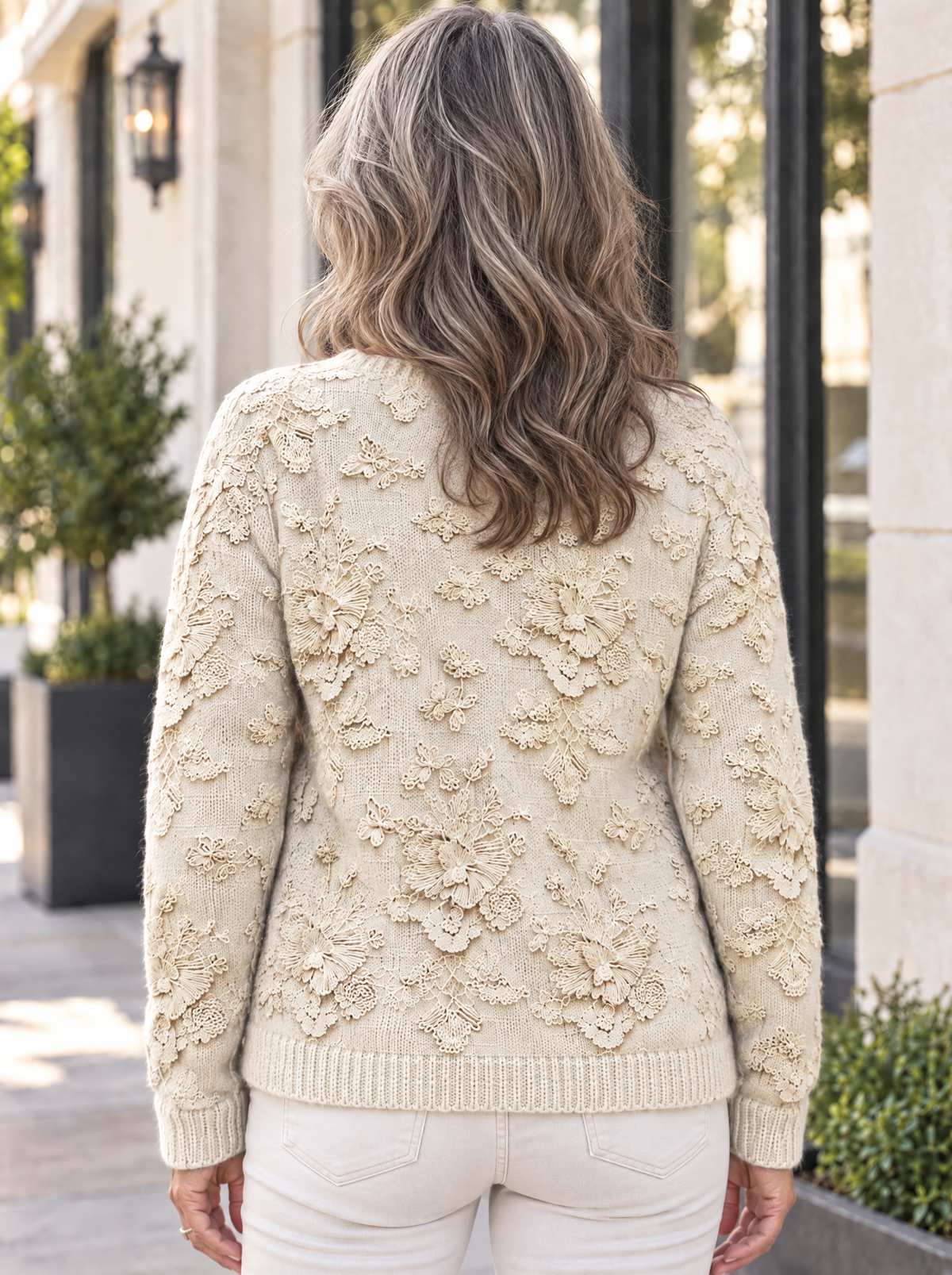 Botanical Knit Cardigan | Ivory Blossom