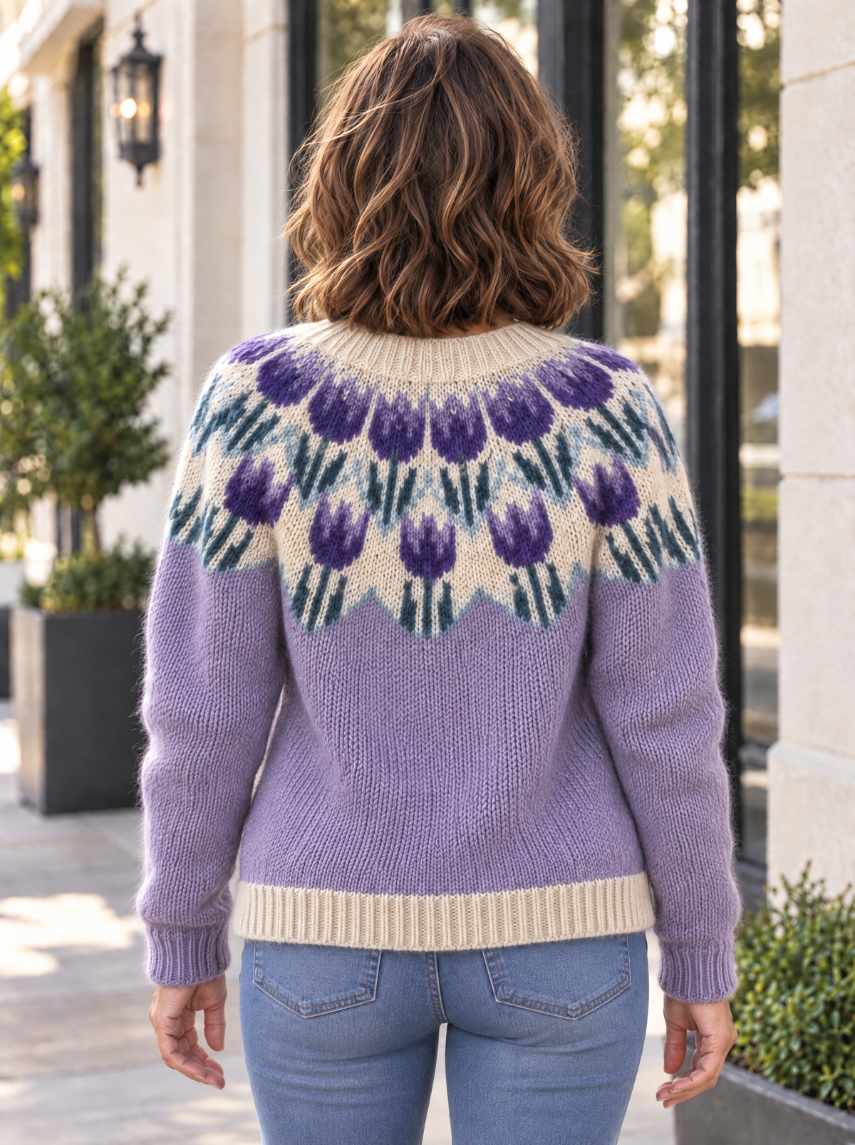 Botanical Knit Cardigan | Lavender Garden