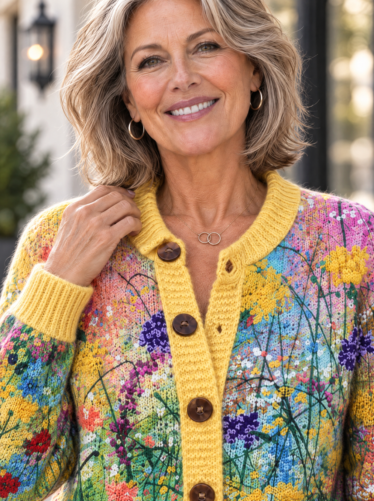 Botanical Knit Cardigan | Golden Wildflower