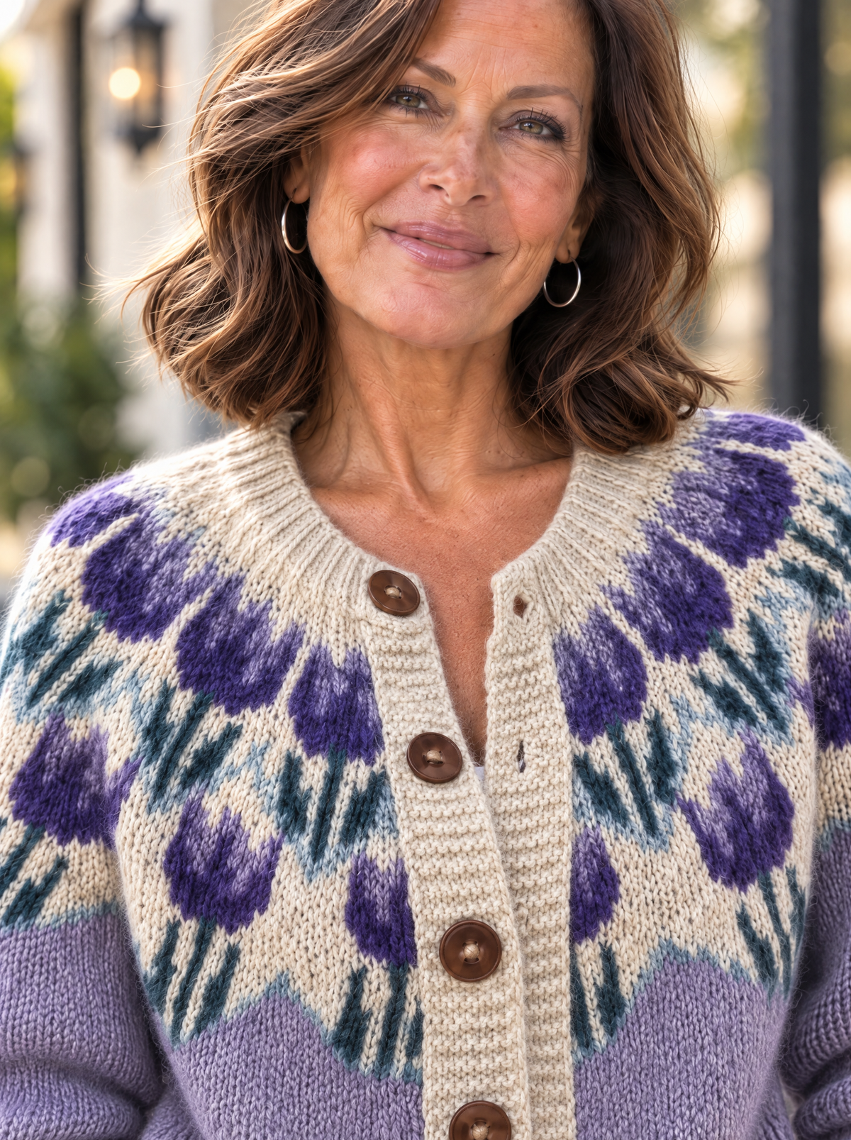 Botanical Knit Cardigan | Lavender Garden